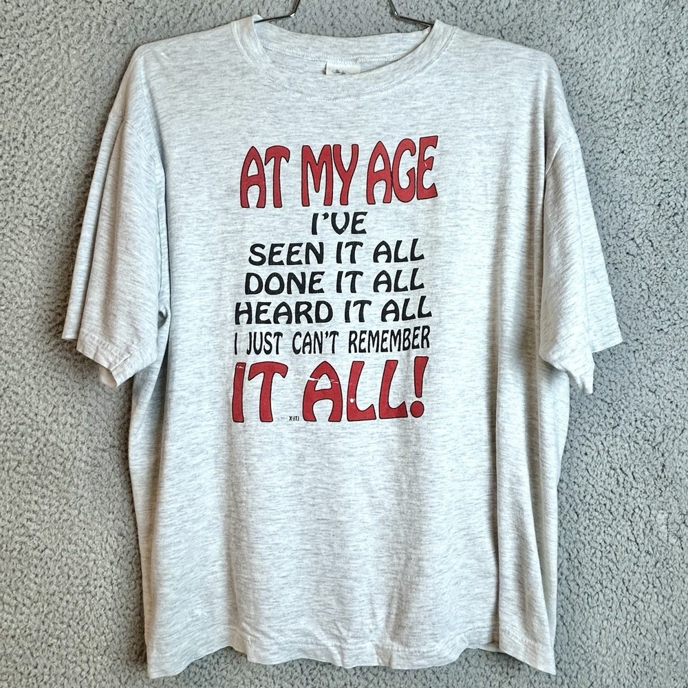 Vintage At My Age T-shirt Logo 1992 Xi Single Stitch Men's XL Humor Comedy